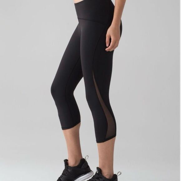 Lululemon‎ Align High Rise Mesh Panel Crop Leggings Black Size 6 - Picture 7 of 8